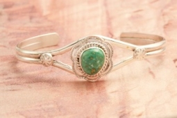 Genuine Sonoran Turquoise Sterling Silver Navajo Bracelet